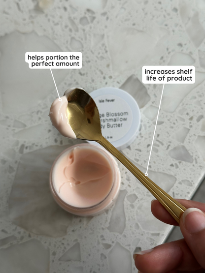 Floral or Heart Metal or Wooden Body Care Spoon- Perfect Portion, Eco Friendly