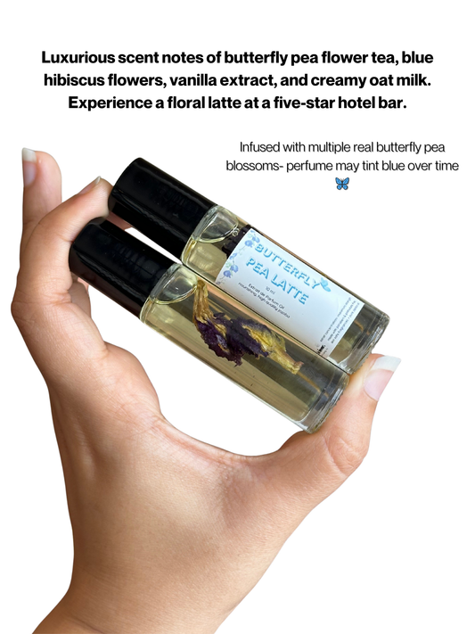 Special: Butterfly Pea Latte Roll On Perfume Oil- Infused with Real Butterfly Pea Flowers